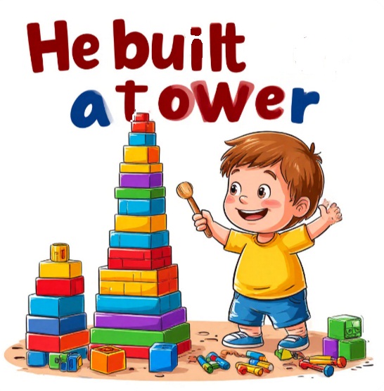 Мальчик строит башню - The boy builds a tower