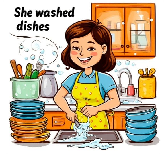 Мама мыла посуду - Mum washed dishes