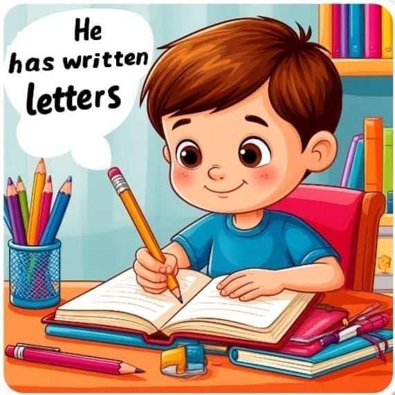 Мальчик написал буквы - The boy has written letters